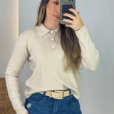 Camisa Kásia Canela Manga Longa