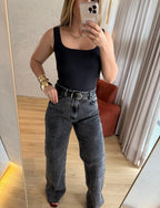 Calça Jeans Wide Leg Dark