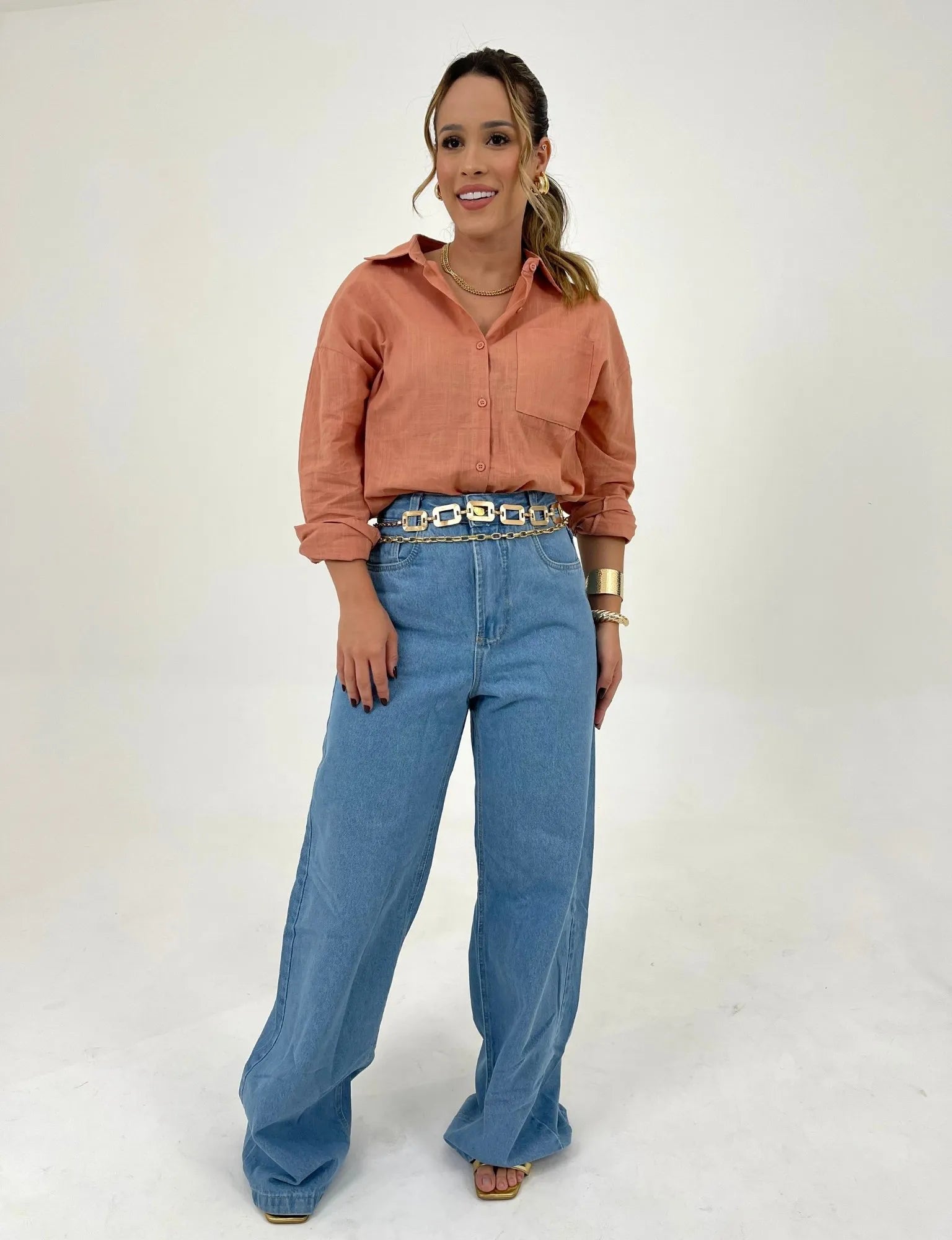 Calça Jeans Wide Leg Azul