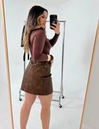 Short Saia Vitória - Eco Couro