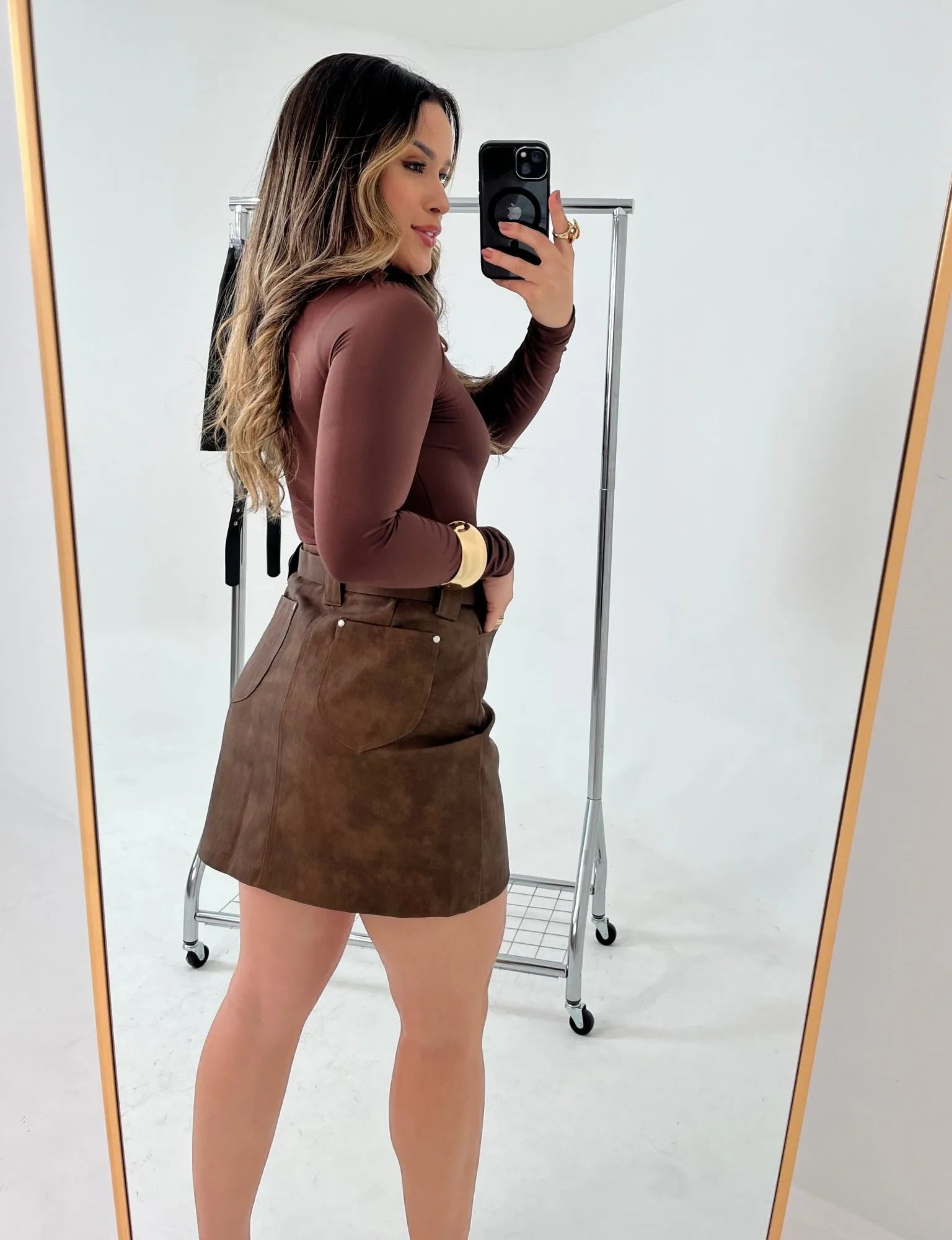 Short Saia Vitória - Eco Couro
